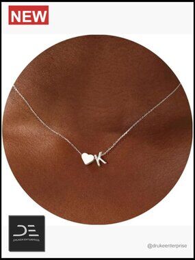 18K Gold Plated Heart Initial Pendant Necklace Dainty Tiny Necklace